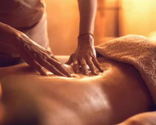 Natural day spa products and treatment setup at Swiss Wellness